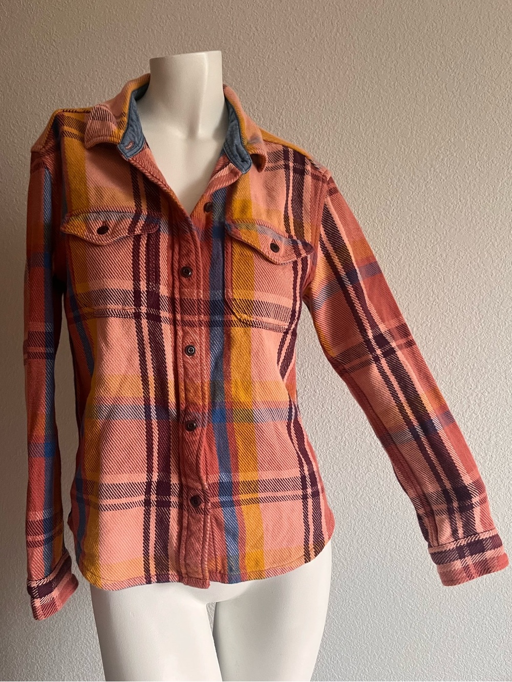 Outerknown Women's Blanket Shirt XS/S Pink Plaid Organic Cotton Flannel